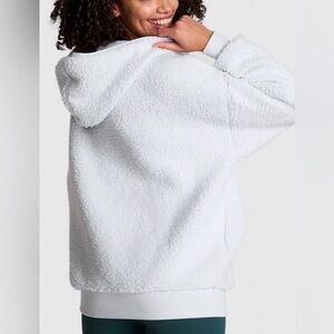 New Victoria's Secret PINK Hoodie (L) Cozy Fleece Pullover Light Blue Top NWT